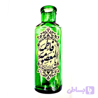 گلدان شیشه ای استوانه ای مذهبی سبز یا فاطمه المعصومه س قطر6 ارتفاع18 سانت کد 104800