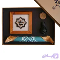 مجموعه حمیم (قاب فرش ستاره علی 15در15-بیرق خانگی کوفی غدیر-گلدان شیشه ای-مهر ابوتراب)-فرش گیفت کد 1076 کد 103345