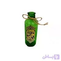 گلدان شیشه ای استوانه ای مذهبی سبز یا فاطمه الزهرا س قطر6 ارتفاع18 سانت کد 103931