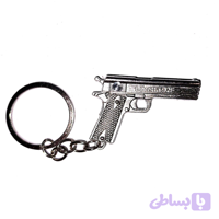 جاکلیدی جنگی کوچک طرح تفنگ کلت رنگ نقره ای روشن 10476118