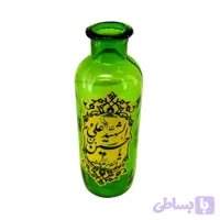 گلدان شیشه ای استوانه ای مذهبی سبز یا حسین ع قطر6 ارتفاع18 سانت کد 102912