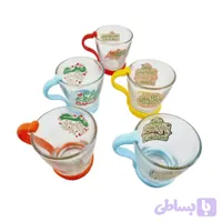یک عدد لیوان شیشه ای شفاف کودکانه محرم و اربعین امام حسین ع-قطر دهانه 7 ارتفاع 7.5-دسته پلاستیکی رنگی جدا کد 103515
