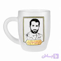لیوان شیشه ای دسته دار ارتفاع 9.5 قطر دهانه 8-ماگ مات شهدایی طرح شهید مهدی باکری کد 10482404