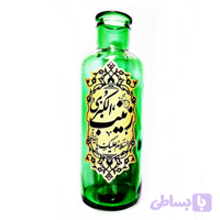 گلدان شیشه ای استوانه ای مذهبی سبز یا زینب کبری س قطر6 ارتفاع18 سانت کد 104799