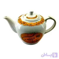 قوری طرح مذهبی 2 لیتری عرفان سفید زمینه برنزی یا اباعبدالله الحسین ع کد 103905