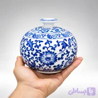 بانکه چینی آبی و سفید طرح گل و اسلیمی