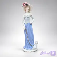 مجسمه چینی بانوی اشرافی با سگ