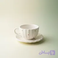 فنجان و نعلبکی سرامیکی طرح گل قرمز