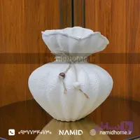 گلدان دکوری خمره ای طرح برگ رنگ سفید