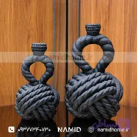 شمعدان دو عددی کوچک و بزرگ مدل کنفی رنگ مشکی