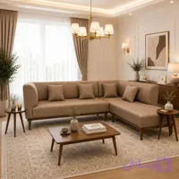 مبل ال 6 نفره گالری چوب آشنایی مدل Nest-Gh-L ست 2 تکه به همراه 4 کوسن