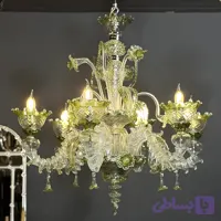 لوستر مدل مورانو رزونیکا سایز 6 شاخه سفید سبز