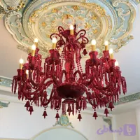 لوستر مدل باکارا سایز 18 شاخه گرید A plus رنگ قرمز سفارشی