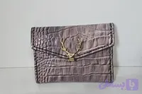 کیف پول زنانه چرم گاوی ورنی و دست‌دوز