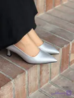 کفش مجلسی مدل بیتا 5 سانت ساتن نقره ای