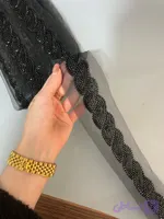 نوار ملیله دوزی طرح تک برگ مشکی
