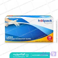 دستکش لاتکس بدون پودر hotpack سایز L لارج – ۱۰۰ عددی