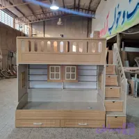 تخت دو طبقه کتابخانه دار سایز نوجوان