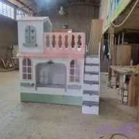 تخت دو طبقه طرح کلبه سه نفره