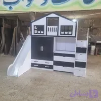 تخت دو طبقه طرح یک نفره مدل کمد دار نوجوان