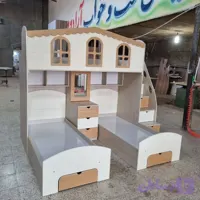 تخت دو طبقه طرح سه نفره سایز نوجوان