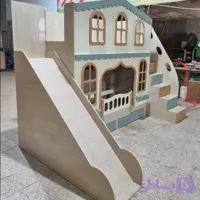 تخت دو طبقه کلبه سایز جوان سرسره دار