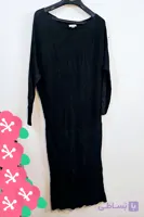 پیراهن زنانه یقه قایقی آستین بلند بافت مشکی شاین دار
