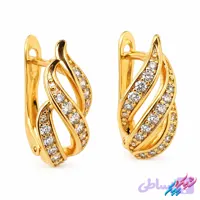 گوشواره ژوپینگ کلیپسی طرح شاخه نگین‌دار طلایی | Xuping