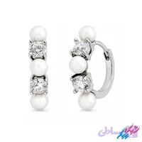 گوشواره ژوپینگ مروارید و نگین نقره‌ای قطر ۱ سانت | Xuping