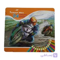 مداد رنگی 24 رنگ جعبه فلزی اسکول مکس