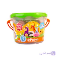 خمیر بازی 12 رنگ سطلی پالمو