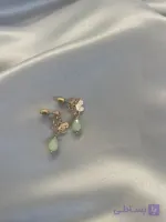 گوشواره پروانه ای با نگین سنگی سبز