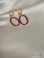 گوشواره مینا کاری زرشکی تیره مایل به قهوه ای