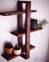 شلف دیواری سه پله ی متحرک چوبی طرح ایستاده کد9641