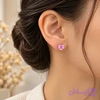 گوشواره طرح قلب صورتی شنل Stainless Steel کد 4