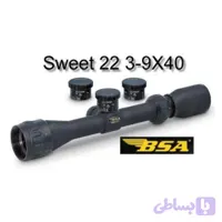 دوربین روی تفنگ بادی برند BSA زوم ۴۰*۹-۳ چراغ دار به همراه پایه