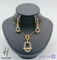 نیم ست طلای هرمس تراش طرح T زرد