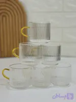 شات قهوه خوری مدل خطی دسته طلایی طرح 2