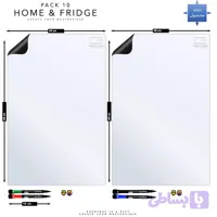 وایت برد یخچالی هوم اندفریج مدل مغناطیسی منعطف طرح TWIN A2 سایز 60x40 سانتی‌متر به همراه ماژیک و مگنت مجموعه 10 عددی