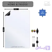 تخته وایت‌برد یخچالی هوم اند فریج مدل SINGLE H&F سایز 22.5x15x0.05 سانتی‌متر به همراه ماژیک و مگنت مجموعه 5 عددی