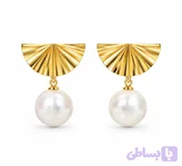 گوشواره طلا مدل بادبزن و مروارید 0602