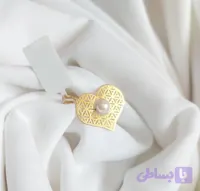 پلاک طلا مدل قلب مرواریدی