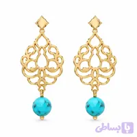 گوشواره طلا مدل آویز فیروزه 0609