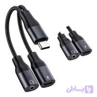 مبدل دوکاره شارژ و صدا گرین لاین مدل 2 In 1؛ تبدیل USB-C به USB-C و جک 3.5 میلی‌متری