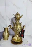 سماور زغالی کوچک/3 لیتری تمام برنجی/آنتیک باپوشش نانو