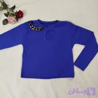 کراپ زنانه مدل یقه اشکی آستین بلند زنجیر دار