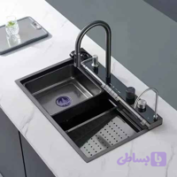 سینک ظرفشویی آبشاری پیانویی 7 کلید SUS304 گرید A برند هوادیائو
