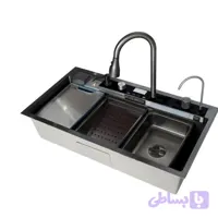 سینک هایشین پنج کلید دودی گرید a استیل 304(90cm) همراه با جا کاردی