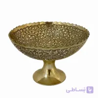 پیاله پایه دار لب ریز طرح طاووس برنجی لوکس