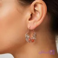 گوشواره زنانه طرح سنتی ژورنالی (رنگ رزگلد و سنگ‌های رنگی) | زرمیس